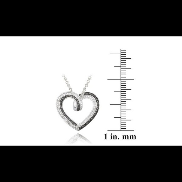 New sterling silver black & white diamond accent heart necklace - Picture 7 of 8